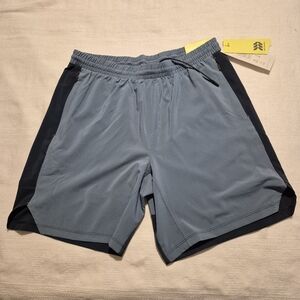 All In Motion men's Medium 2 tone blue athletic shorts, no liners, NWT 2 zip